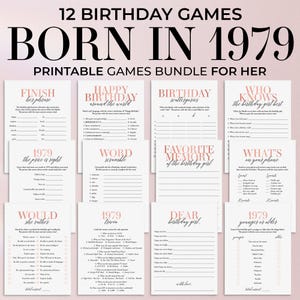 46th Birthday Games for Her Born in 1979 Adult Birthday Games Rose Gold Birthday Party Games for Woman Turning 46 Birthday Wishes Cards MB2