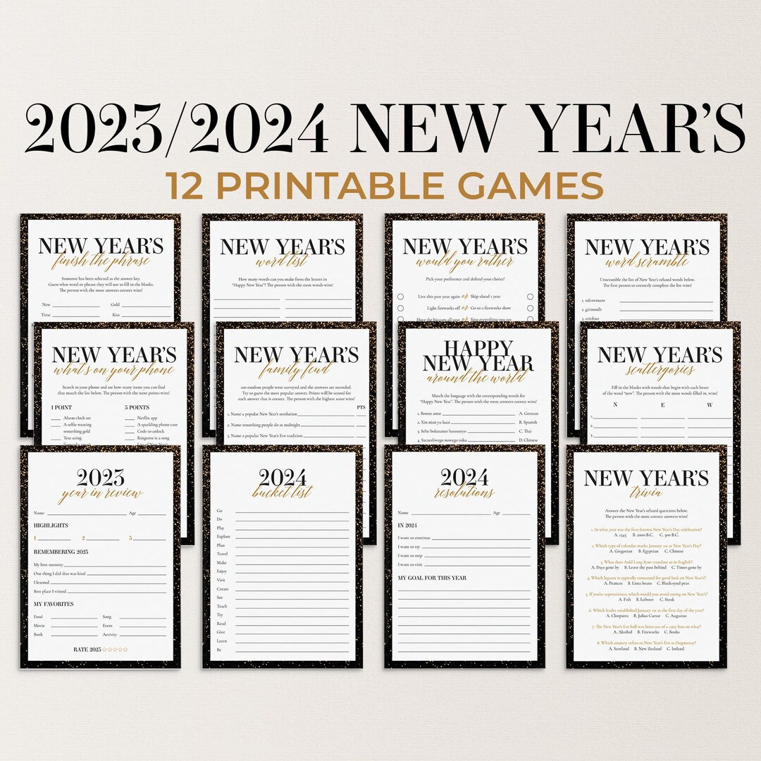New Years Games Bundle Printable New Years Party Games Digital Download ...