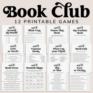 Book Club Game Bundle Printable Reading Group Activities Book Club Party Games Bookish Games Bookclub Meeting Icebreakers for Book Club MV1