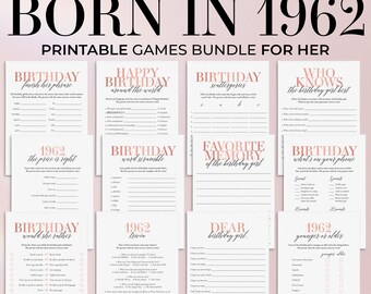 63rd Birthday Games for Women Born in 1962 Birthday Party 63 Birthday Games for Her Printable Female 63rd Birthday Trivia Back in 1962 MB2