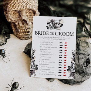 Bride or Die Bridal Shower Games Bundle Printable Til Death Party Games Gothic Black Floral Skull Bridal Games Goth Bridal Family Feud FS1 image 4