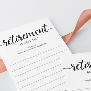Retirement Bucket List Cards Printable Minimal Calligraphy Bucket List ...