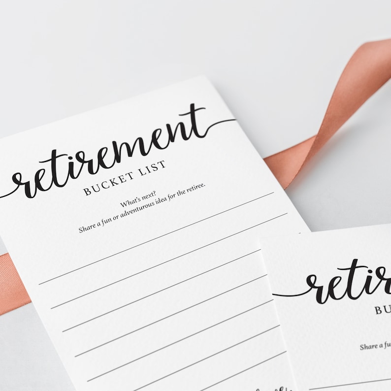 Retirement Bucket List Cards Printable Minimal Calligraphy Etsy