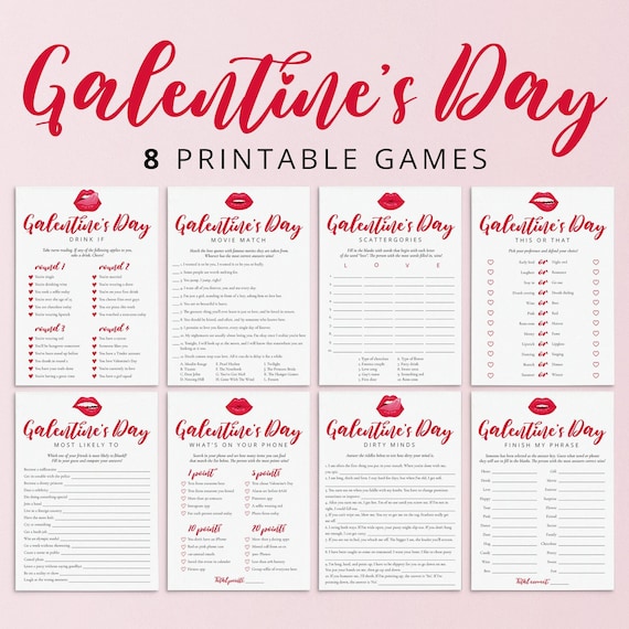 Galentines Day Games Printable Adult Galentine's Day Party Bundle Ladies Night Game Ideas Girls Night In Games Bundle Red Galentine Day RL1