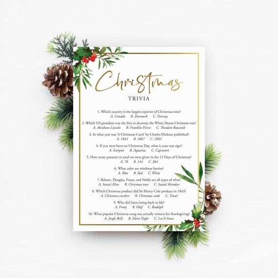 Christmas Trivia Printable Christmas Quiz Fun Facts About - Etsy