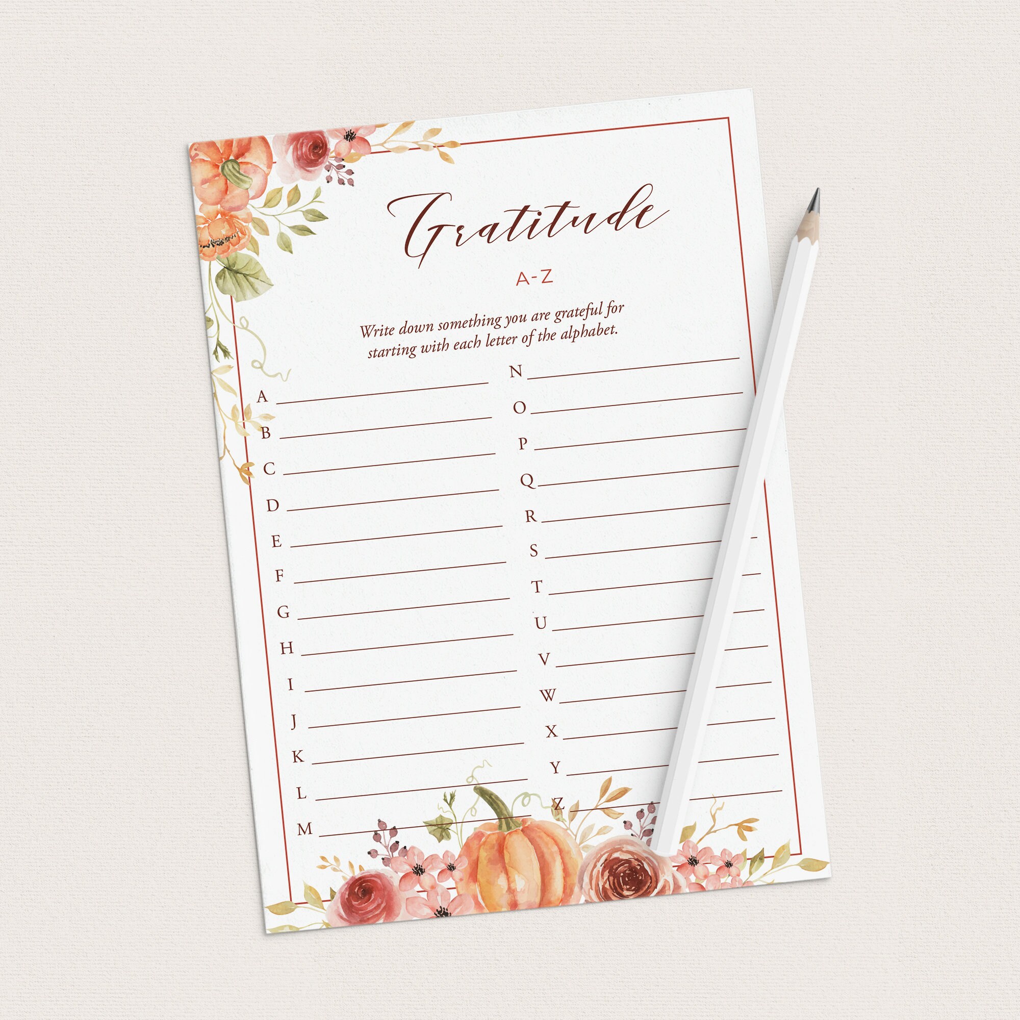 Gratitude List A to Z Printable Alphabet Gratitude List Etsy UK