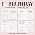 First Birthday Games Printable Girl 1st Birthday Party Games 1st Birthday Girl Bundle Baby Girl 1 Birthday Party Ideas Girl One Year Old MB2 product logo