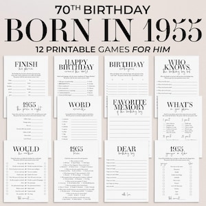 70th Birthday Games for Him Born in 1955 Fun Adult Birthday Games 70th Man Birthday Party Games for Dad's 70th Bday Back in 1955 Games MB2