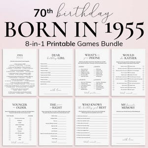 Born in 1955 70th Birthday Party Games for Women Minimal Birthday Games Turning 70 Years Old 70th Birthday Gift Ideas Games for Family PP2