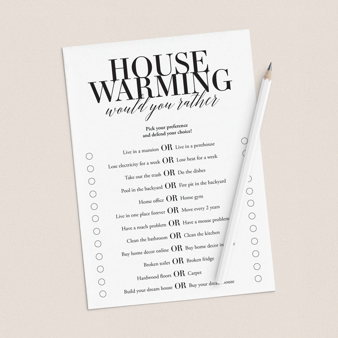 Housewarming Games Printable Modern House Warming Party Game Etsy