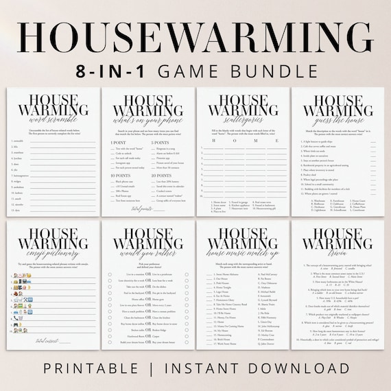 Housewarming Games Printable Modern House Warming Party Game Bundle Apartment Warming Party Ideas Funny Housewarming Trivia New House MB2