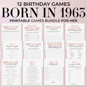 62nd Birthday Games for Women Born in 1963 Birthday Party 62 Birthday Games for Her Printable Female 62nd Birthday Trivia Back in 1963 MB2