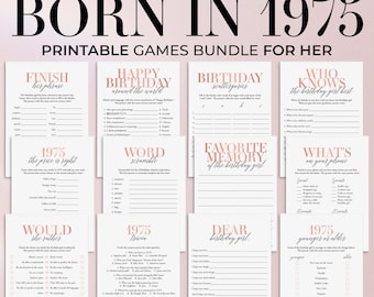 Born in 1975 Birthday Games for Her Printable, Happy 51st Birthday Party Game Bundle, Instant Download MB2