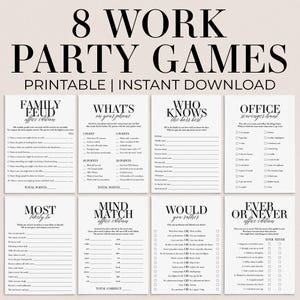 Work Party Games Printable Office Party Game Pack Team Party Games Coworker Bonding Ideas Staff Meeting Games Work Retreat Ideas Budget MB2