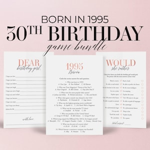 30th Birthday Party Games Printable Adult Birthday Games For Her 30th Girlfriend Born in 1995 Trivia Quiz 30 Years Old Would She Rather MB2