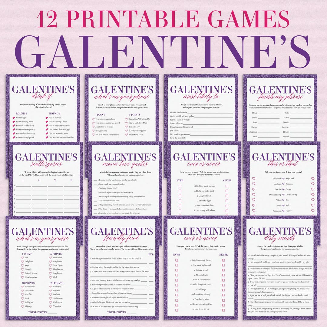 Galentines Games Printable Galentines Day Party Bundle Girls Night ...