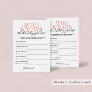 How Well Do You Know the Birthday Girl Game Printable Who Knows the ...