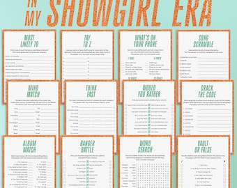 In My Showgirl Era Party Games Printable Showgirl Party Ideas Pop Music Trivia Showgirl Themed Birthday Party Activities Listening Party TS1