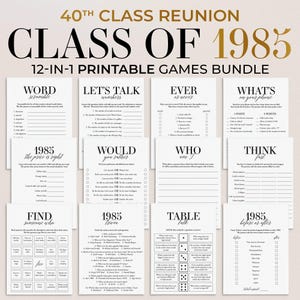40th Class Reunion Games Printable Class of 1985 Reunion Party Games 40th High School Reunion 40 Year Class of 1985 Trivia 40th Reunion MB2