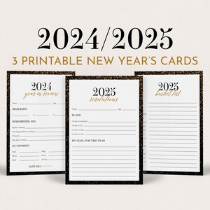 2025 New Years Resolutions List 2024 Reflections Cards New Years Printables End of Year Reflection Family New Years Eve Games NYE Party GG3