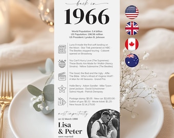 60th Anniversary Party Decorations 60th Anniversary Cards with Photo Married in 1966 Table Cards 60th Party Anniversary Gift Back in 1966