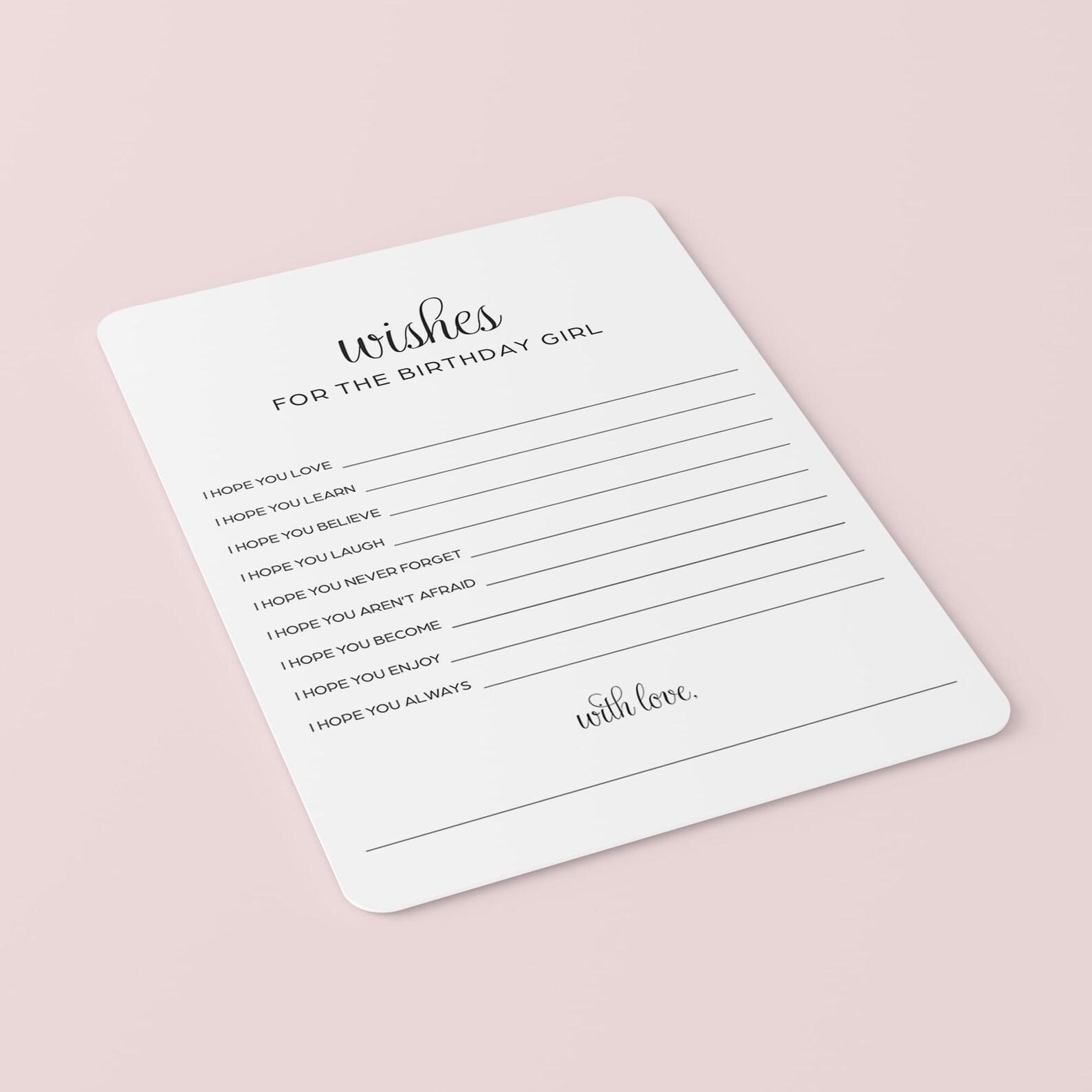 Wishes for the Birthday Girl Printable Wishes and Advice Birthday Party ...