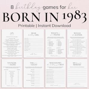 Born in 1983 42nd Birthday Games for Her Fun Birthday Party Games Turning 42 and Fabulous 42nd Bday Bash Games Adults 42 Birthday Cards PP2