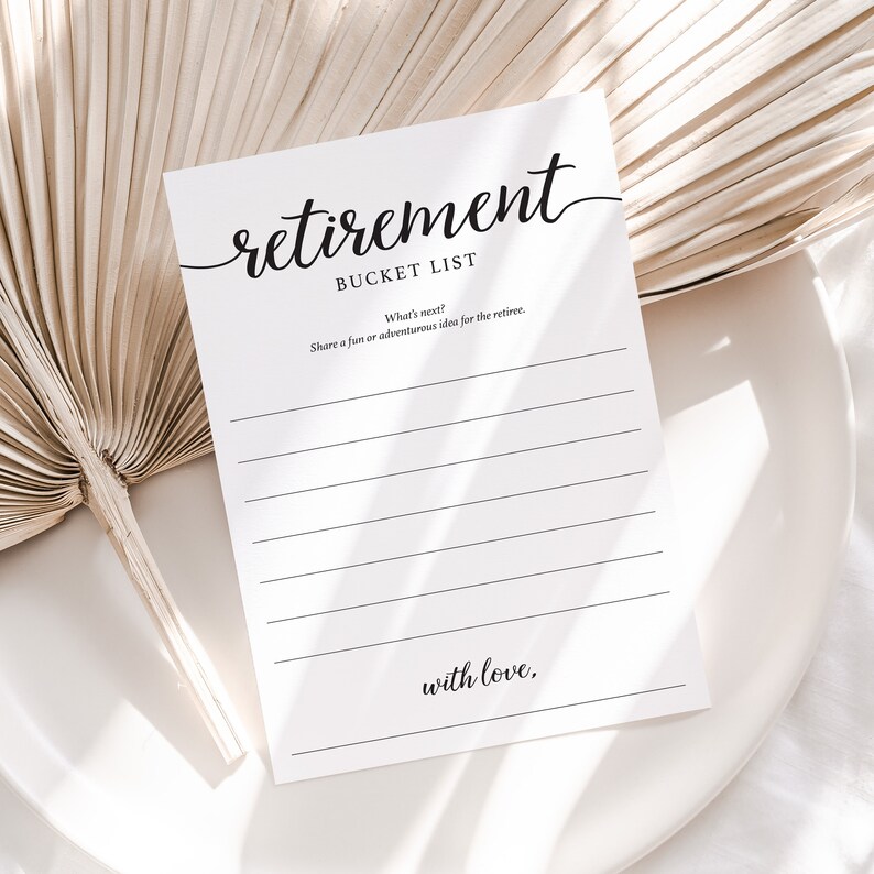 Retirement Bucket List Cards Printable Minimal Calligraphy Etsy