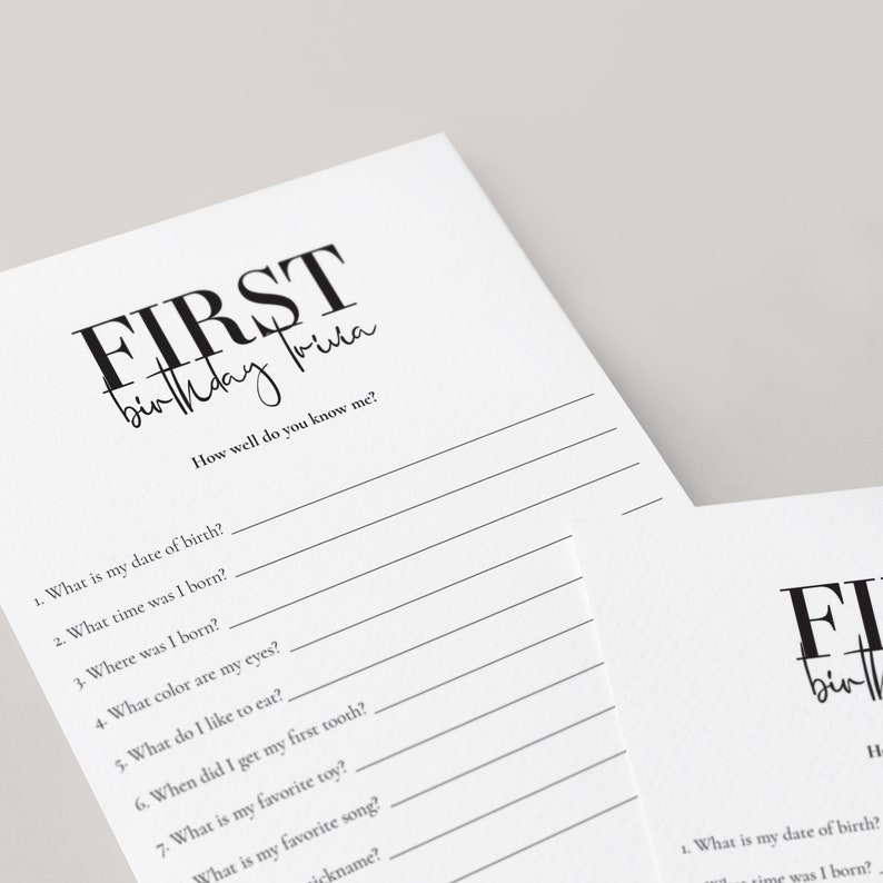 Baby's First Birthday Party Game Printable 1st Birthday | Etsy