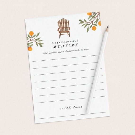 Retirement Bucket List Printable Bucket List Retirement Party - Etsy