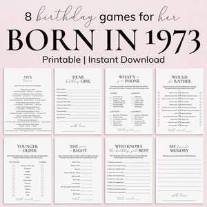 Born in 1973 52nd Birthday Games for Her Minimal Birthday Party Games Turning 52 Years Old 52nd Birthday Celebration Games for Family PP2