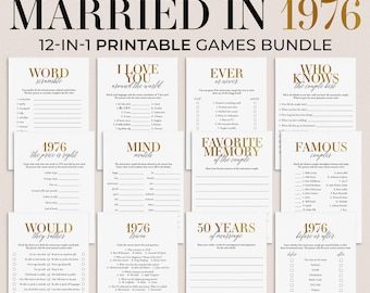 50th Anniversary Party Games Printable Married in 1976 Games Bundle Gold Wedding Anniversary 50 Years 1976 Wedding Party 50 Anniversary MB2