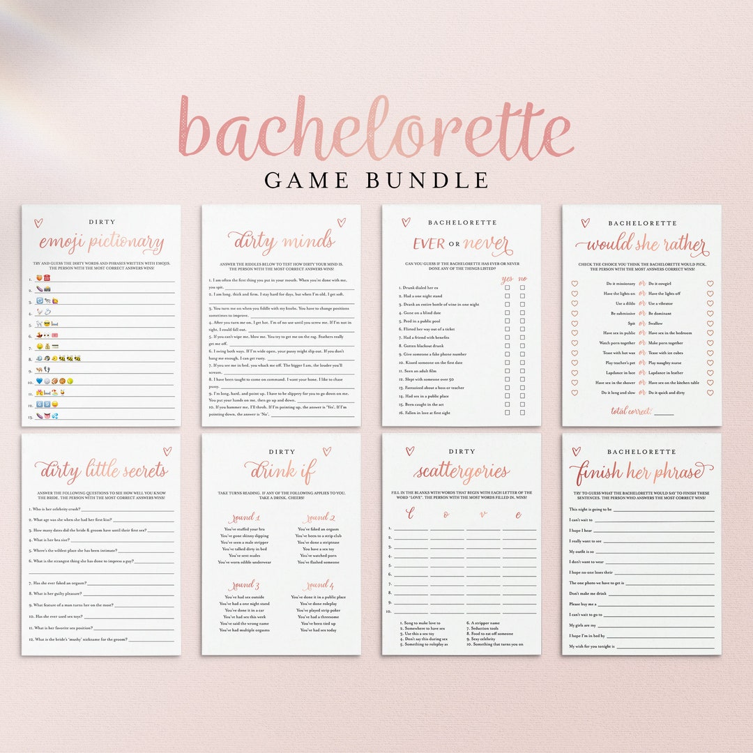 Bachelorette Games Rose Gold Printable Hen Party Games Bundle Hens