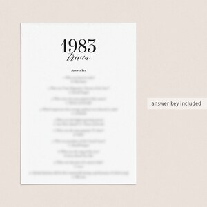 1983 Trivia Printable 80s Quiz 40th Birthday Party Game Back to the 80s ...