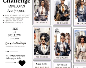 Laminated Savings Challenge Envelopes: Money Management Tool, A6 Binder Compatible
