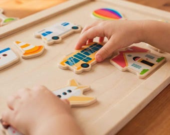 Imanes para niños - Ciudad | Imanes de madera | Juguete educativo para niños | Regalo de cumpleaños | Tablero magnético
