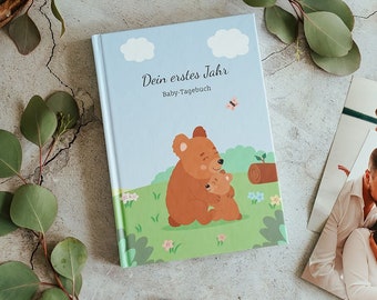 Geschenk für Schwangere Neugeborene - Schwangerschaftstagebuch, Tagebuch Schwangerschaft und Baby, Babybuch "Dein Erstes Jahr" Babytagebuch