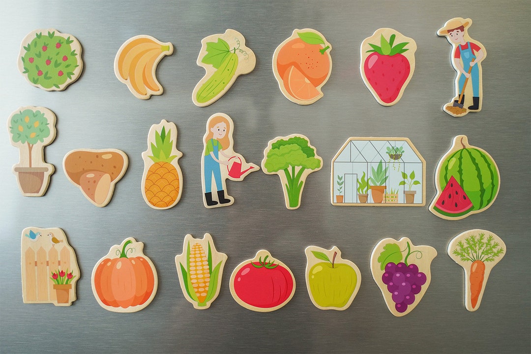 Gift for Children Magnets With Fruits and Vegetables, Refrigerator ...