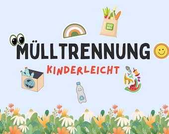 Waste separation for children - Garbage can stickers - Waste separation learning game: What belongs in which bin, PDF for self-printing