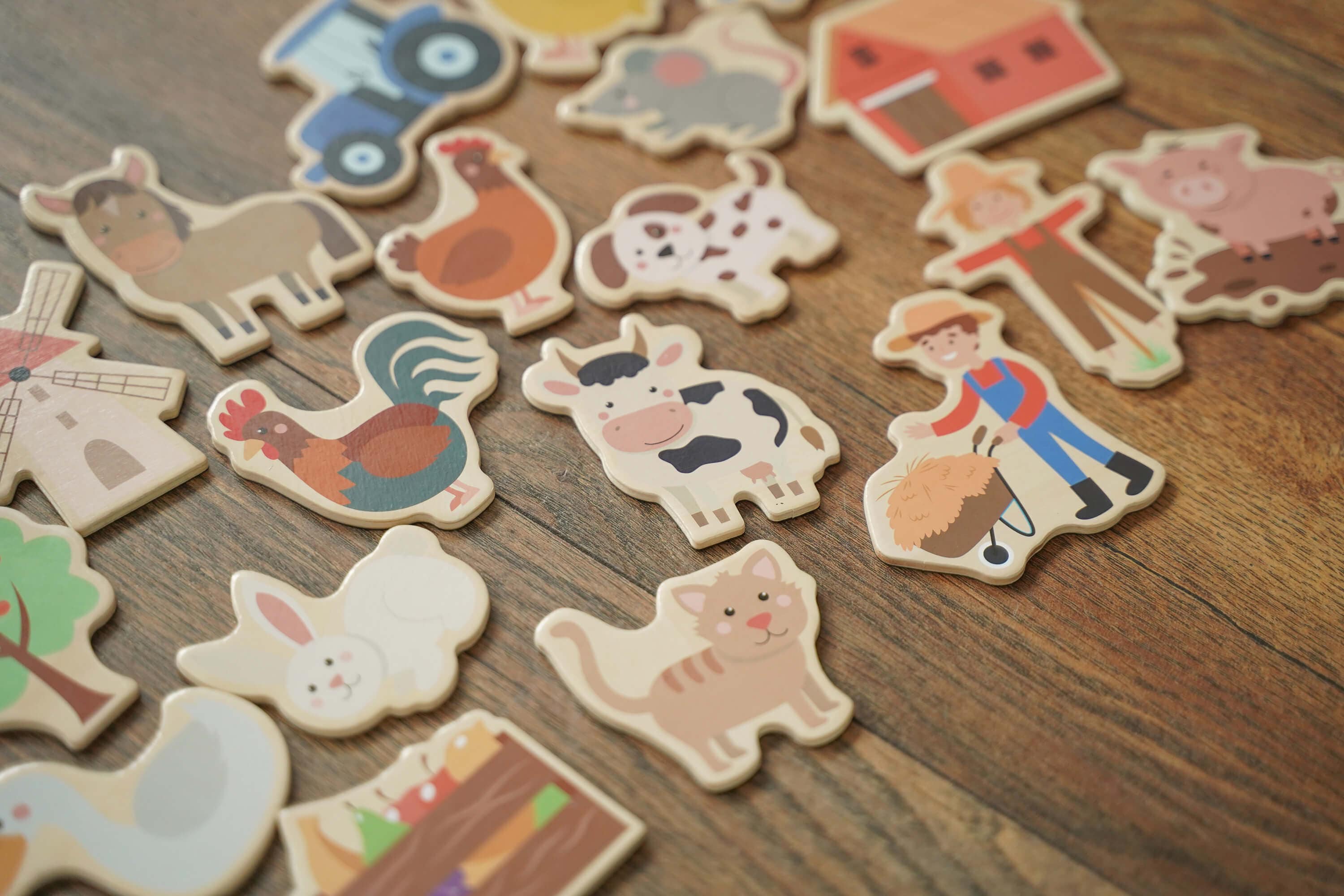Fridge magnets: farm, board magnets, fridge magnets, wooden magnets, gift for children, birthday gift, children&#39;s activity