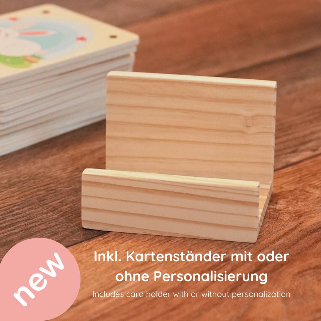 Personalized wooden animal learning cards for children - Learn German/English - Montessori toys, wooden toys, animal cards