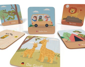 Kids Gift: Memo Playing Cards - Safari, Memo Game, Montessori Toys, Kids Toys, Toddler Gift, Memory, Baptism, Easter