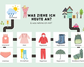 Dressing Cards for Children - Morning Routine - Children's Daily Schedule - What Should I Wear Today - Printable Flashcards (Autumn/Winter)