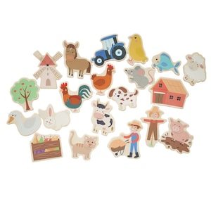 Fridge magnets: farm, board magnets, fridge magnets, wooden magnets, gift for children, birthday gift, children&#39;s activities