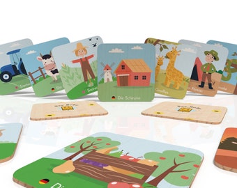 Montessori toy: Wooden memo game farm, children's toy, toddler gift, memo safari, baptism, Easter child, children's gift