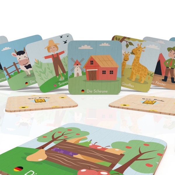 Montessori Spielzeug: Memo Spiel Bauernhof aus Holz, Kinder Spielzeug, Kleinkind Geschenk, Memo Safari, Taufe, Ostern Kind, Kinder Geschenk