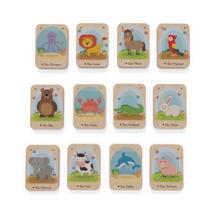 Montessori learning cards for children made of wood learning German for children, learning toys, children's gift, birthday gift, baptism gift image 2