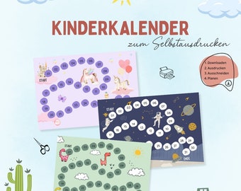 Kinderkalender zum Selbstausdrucken - Kalender für Kinder - Ereignis- und Countdownkalender - Monatsplan Kinder - Wochenplan