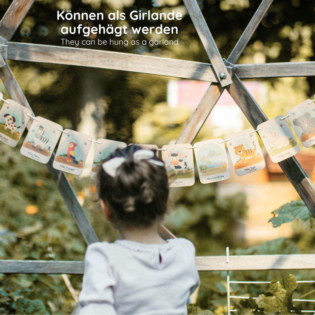 Personalized wooden animal learning cards for children - Learn German/English - Montessori toys, wooden toys, animal cards