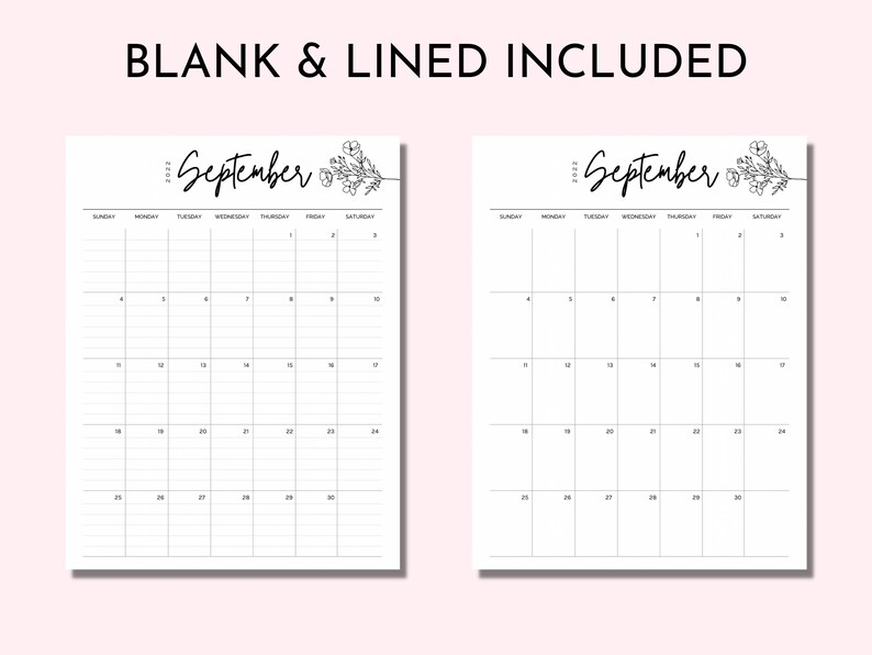 printable calendar 2022 2023 lined minimalist for june etsy